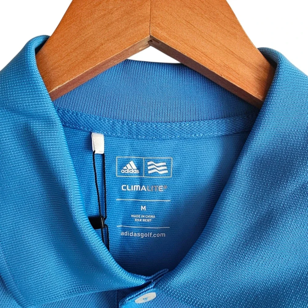 Adidas‎ Golf Polo Shirt ClimaLite Guidewire Logo Athletic Blue Mens M NwT